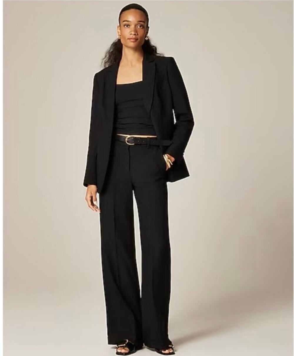 J. Crew Women's Wide-Leg Trouser Pant In Four-Season Stretch Black Size 4P NWT